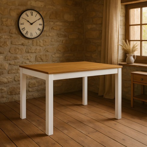 Tavolo Estensibile da Pranzo 120x80 cm Noce e Bianco