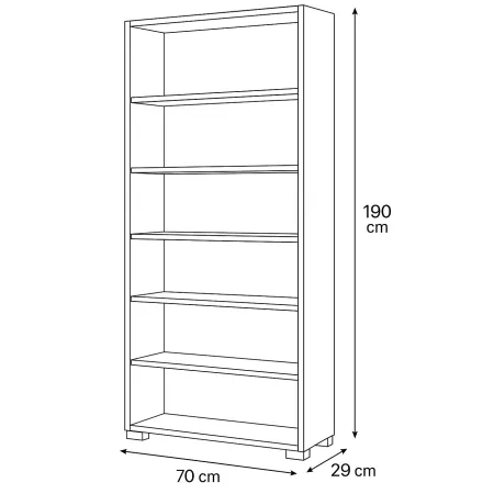 Libreria Moderna 70x29x190 cm Cemento Ripiani Regolabili