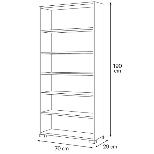 Libreria Moderna 70x29x190 cm Noce con Ripiani Regolabili