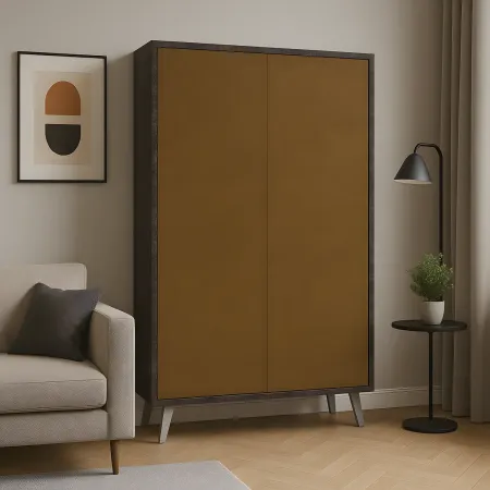 Mobile Soggiorno 4 Ante 108x41x161 cm Nero e Ruggine