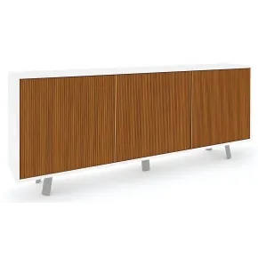 Mobile Soggiorno 3 Ante 177x41x74 cm Push-Pull Bianco e Rovere