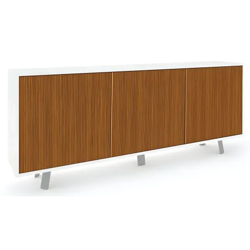Mobile Soggiorno 3 Ante 177x41x74 cm Push-Pull Bianco e Rovere