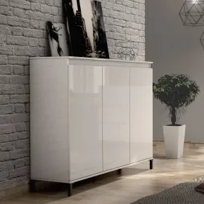 Mobile da Ingresso 138x110 cm Bianco Moderno 3 Ante 4 Ripiani 2