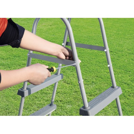 Scaletta per Piscina Fuori Terra 2 Gradini Altezza 84 cm Antiruggine Acciaio