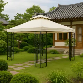 Gazebo da Giardino 3x3 Avorio e Antracite Resistente Elegante 2