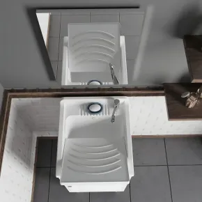 Mobile Lavatoio 45x50x85 cm con Specchio 45x60x5 cm Bianco 2