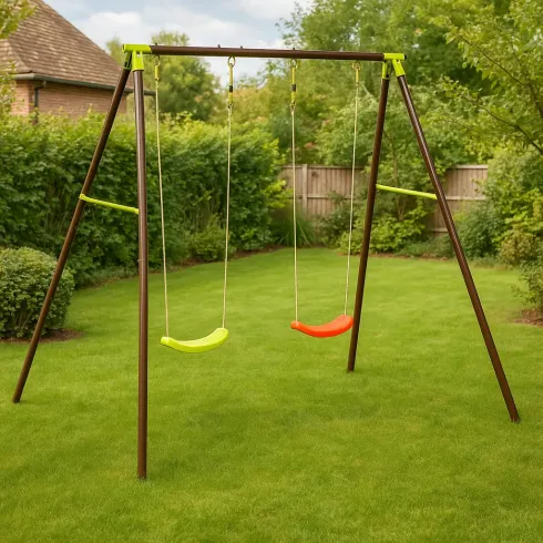 Altalena in acciaio 2 Posti Seggiolino a Tavoletta da Bambini Giardino | BricoShop24