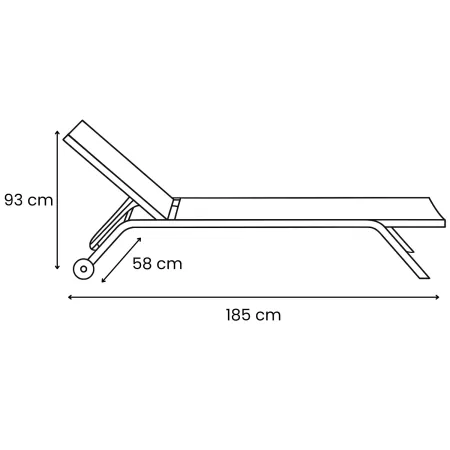 Lettino Prendisole Bianco Textilene Ruote Ø8 cm Schienale Regolabile
