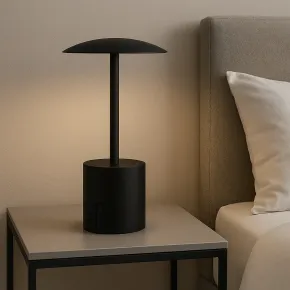 Lampada da Tavolo Ricaricabile Nera con Regolatore di Luminosità 2
