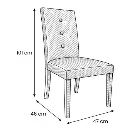 Set 2 Sedie Imbottite Velluto Tortora 3 Bottoni da Interno 47x46x101 cm