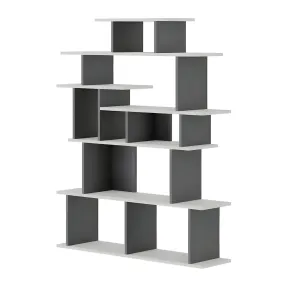 Libreria Design in Legno 120x29x149 cm Bianca e Antracite per Interni