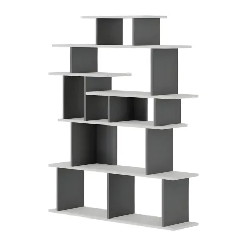 Libreria Design in Legno 120x29x149 cm Bianca e Antracite per Interni