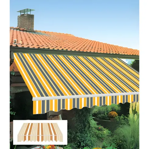 Tenda da Sole Bracci Retrattili 395x250 cm Alluminio Arancione Beige