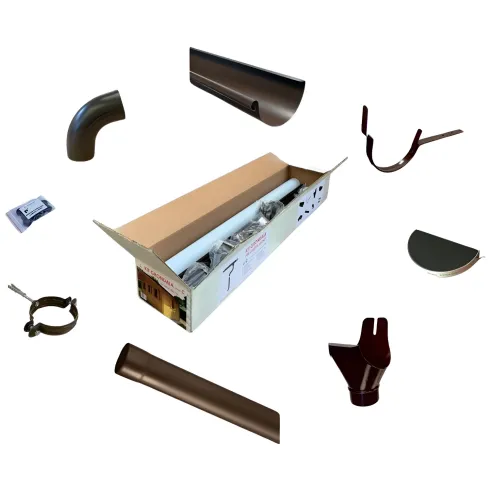 Kit C Grondaia Zincata Casette Legno Falde 260 e 300 cm con Accessori