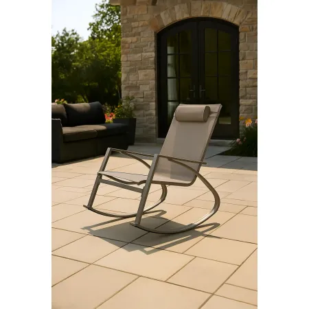 Sedia Dondolo da Esterno in Acciaio 60x104x95 cm con Poggiatesta