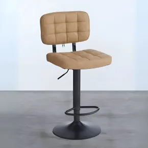 Set 4 Sgabello Regolabili Ecopelle Cammello Struttura in Metallo Nero 2