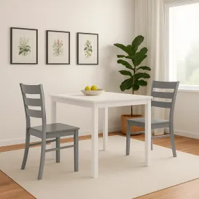 Set 2 Sedie in Legno Grigio da Interno con Schienale Alto 2