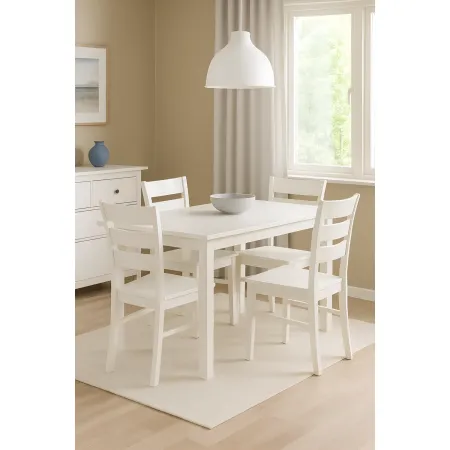 Set 2 Sedie in Legno Bianco da Interno con Schienale Alto