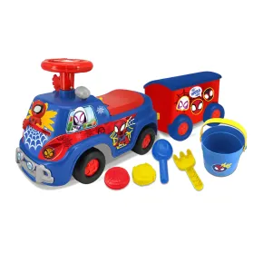 Camion per Bambini Cavalcabile Blu con Rimorchio Luci Suoni e Volante 2