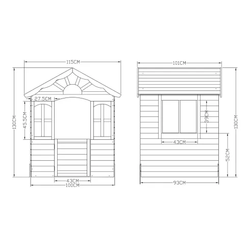 Casetta per Bambini in Legno 115x101x130 cm da Esterno Certificata FSC