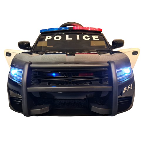 Macchina Elettrica per Bambini Polizia Nera a Batteria 12 V con Luci Macchinina | BricoShop24