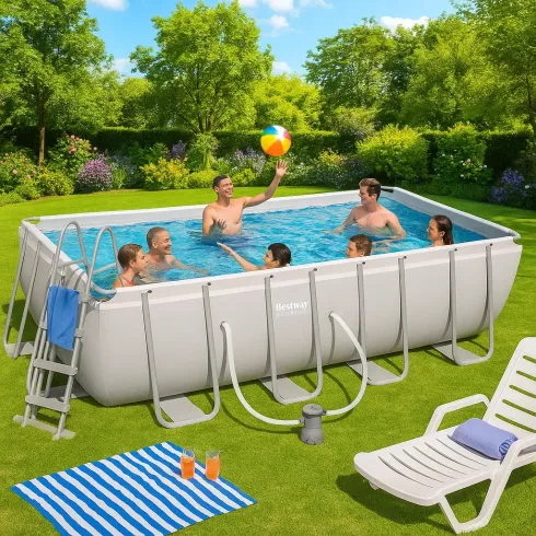 Piscina Rettangolare 488x244x122 cm Fuori Terra con Filtro e Accessori