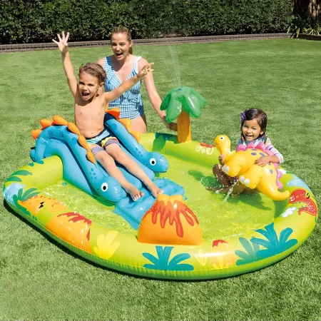 Piscina Gonfiabile per Bambini con Dinosauro e Scivolo 191x152x58 cm