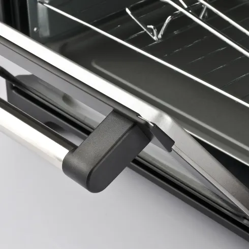 Forno Elettrico Ventilato 1600W Grill Vassoio Griglia Pinza Rosso Nero