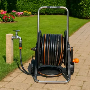 Kit Avvolgitubo Claber 30m Carrello in Alluminio Tubo Irrigazione 2