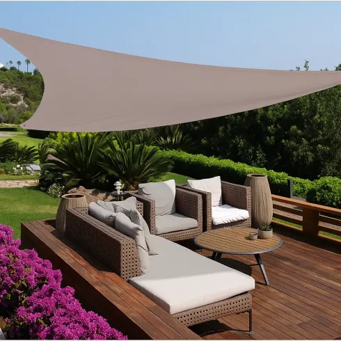 Tenda a Vela Triangolare 3x3 m Tortora per Ombreggiare Zone Esterne