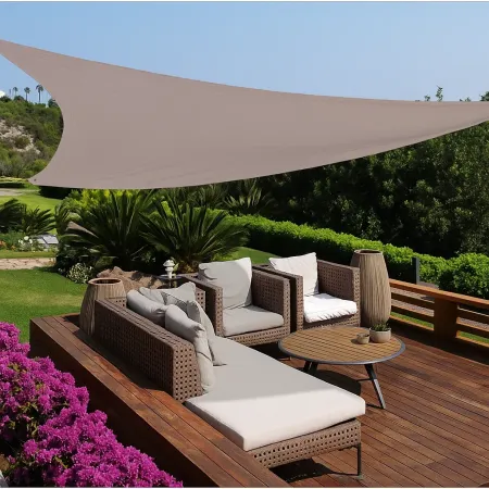 Tenda a Vela Triangolare 3x3 m Tortora per Ombreggiare Zone Esterne