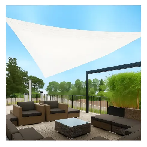 Vela Ombreggiante Triangolare Bianco 3,6x3,6x3,6 m con Anelli in Acciaio