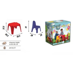 Tavolo Gioco Pic Nic 4 Amici Sedie Plastica Esterno Casa Giardino Giochi Bambini 2