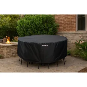 Copertura Tavolo e Sedie Ø193 h 89 cm Poliestere Nero Impermeabile 2