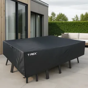 Copertura Tavolo e Sedie 180x270x90 cm Poliestere Nero Impermeabile 2