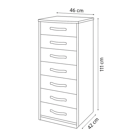 Outlet Cassettiera 7 Cassetti 46x42x111 cm Olmo Salvaspazio