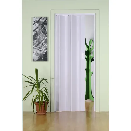 Porta a Soffietto 83x214 cm PVC Bianco Maniglia ABS Riducibile