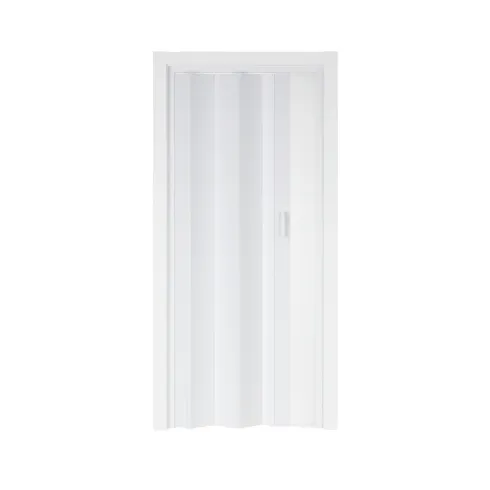 Porta a Soffietto 83x214 cm PVC Bianco Maniglia ABS Riducibile