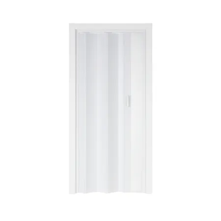 Porta a Soffietto 83x214 cm PVC Bianco Maniglia ABS Riducibile