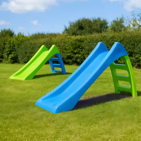 Scivolo Bambini Plastica 116 cm con Attacco Acqua e Scaletta 3 Gradini
