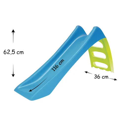 Scivolo Bambini 116 cm con Attacco Acqua e Scaletta 3 Gradini Celeste