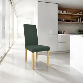 Set 2 Sedie in Tessuto Verde 45x46,5x100 cm Gambe Rovere Sala da Pranzo 2