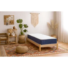 Materasso Singolo 80x190x25 cm Memory Foam Bordo Blu Traspirante 2