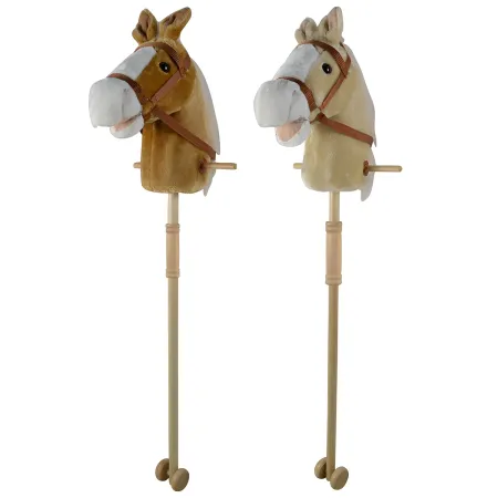 Cavallo Cavalcabile per Bambini Marrone con Asta Smontabile e Suoni