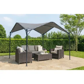 Gazebo Onda Grigio 3.5x3.5 in Ferro Battuto da Giardino Telo Poliestere 2
