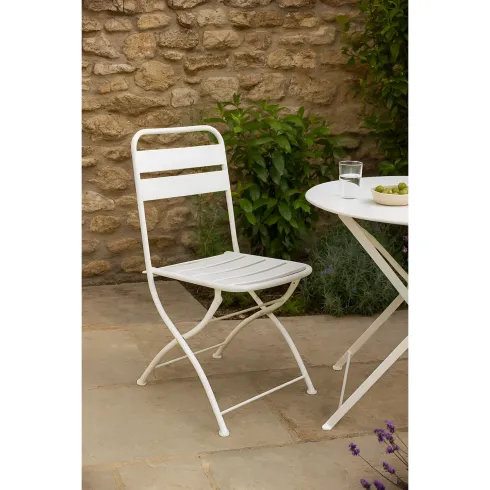 Sedia Pieghevole in Acciaio Bianco per Esterno e Interno 42x50x88 cm