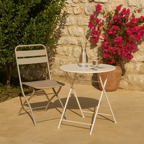 Sedia Pieghevole in Acciaio Tortora per Esterno e Interno 42x50x88 cm