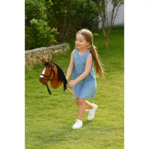 Cavallo con Bastone 80 cm Bambini Hobby Horse Suoni Criniera Intrecciata 2