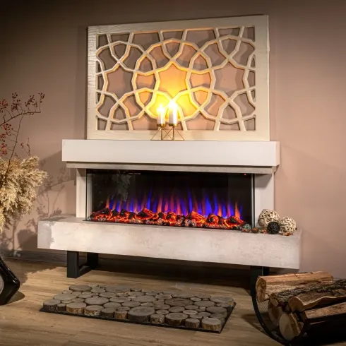 Caminetto Elettrico Moderno 1500W da Pavimento Fiamma 3D Multicolore