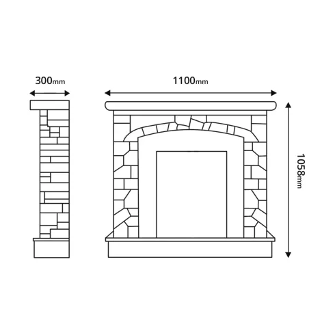 Caminetto Elettrico Classico 1500W Finitura Legno e Pietra e Suono Legna